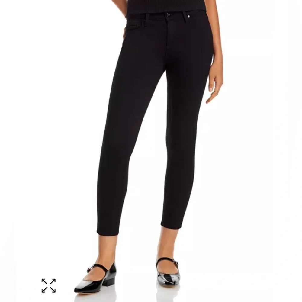 Paige Transcend Verdugo Mid Rise Cropped Skinny Jeans in Black Overdye